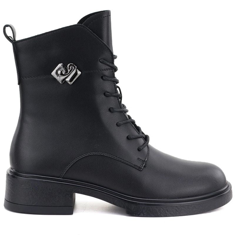 Women's leather ankle boots, black, D&A S.Barski MK62-7014