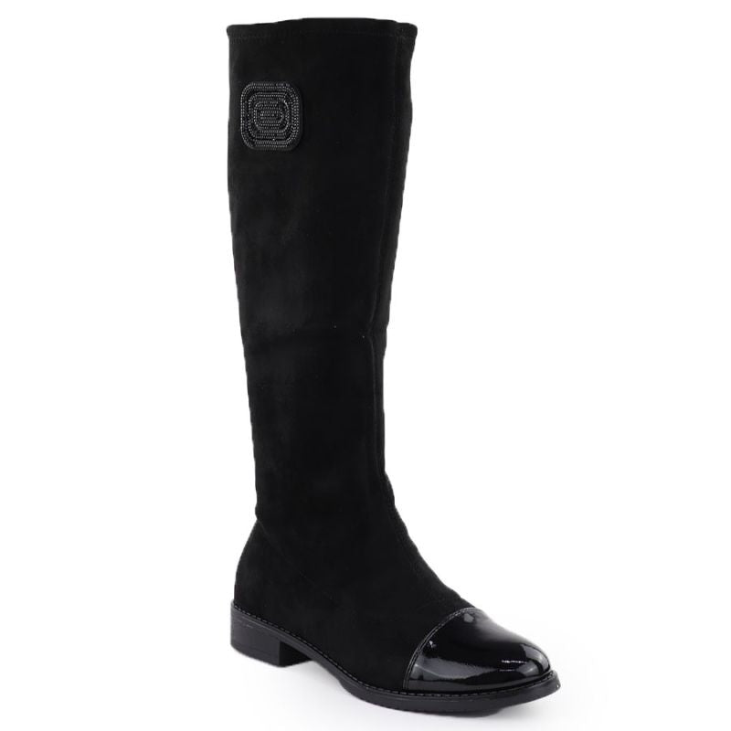 Women's patent suede boots, black, M.Daszyński MR2251-19 Footwear Your Sports Performance