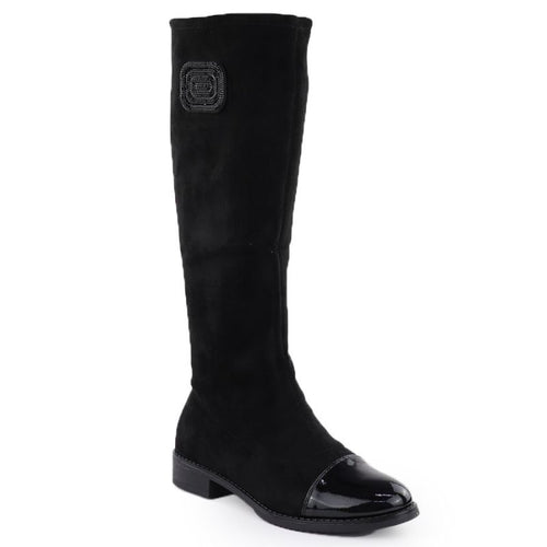 Women's patent suede boots, black, M.Daszyński MR2251-19 Footwear Your Sports Performance