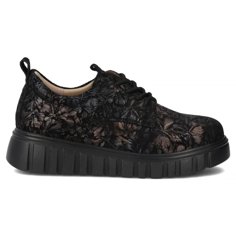 Filippo Black Floral Leather Platform Shoes DP6846 Filippo