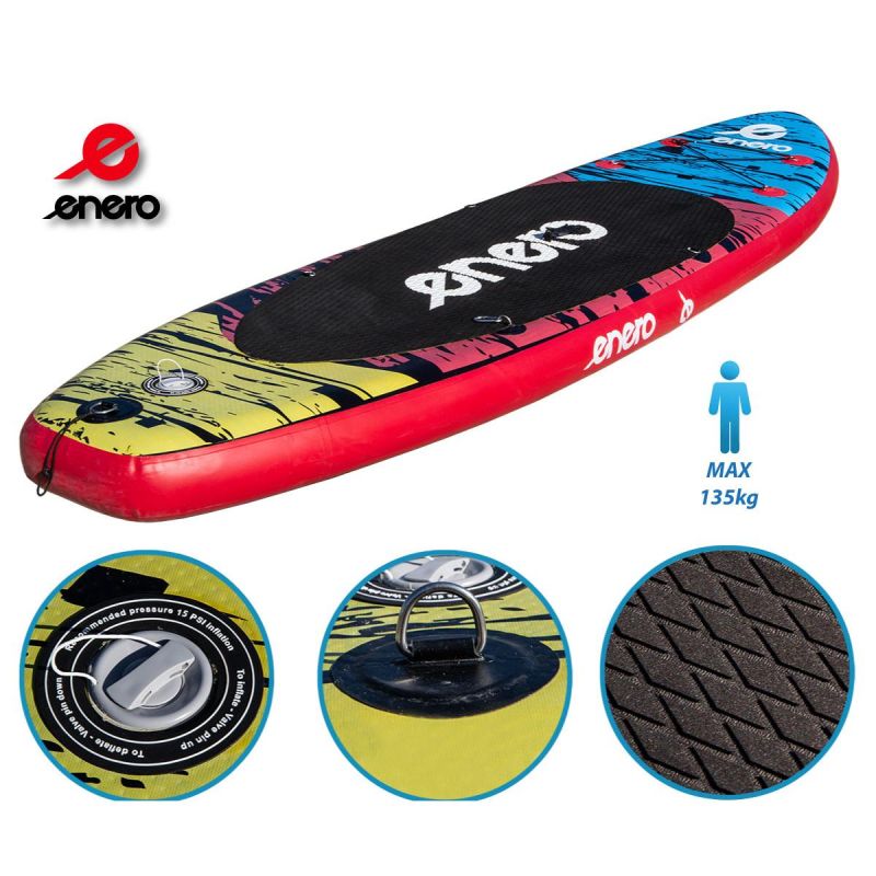 SET - SUP BOARD 135KG INFLATABLE ENERO 300x76x15CM BLACK Accessories Your Sports Performance