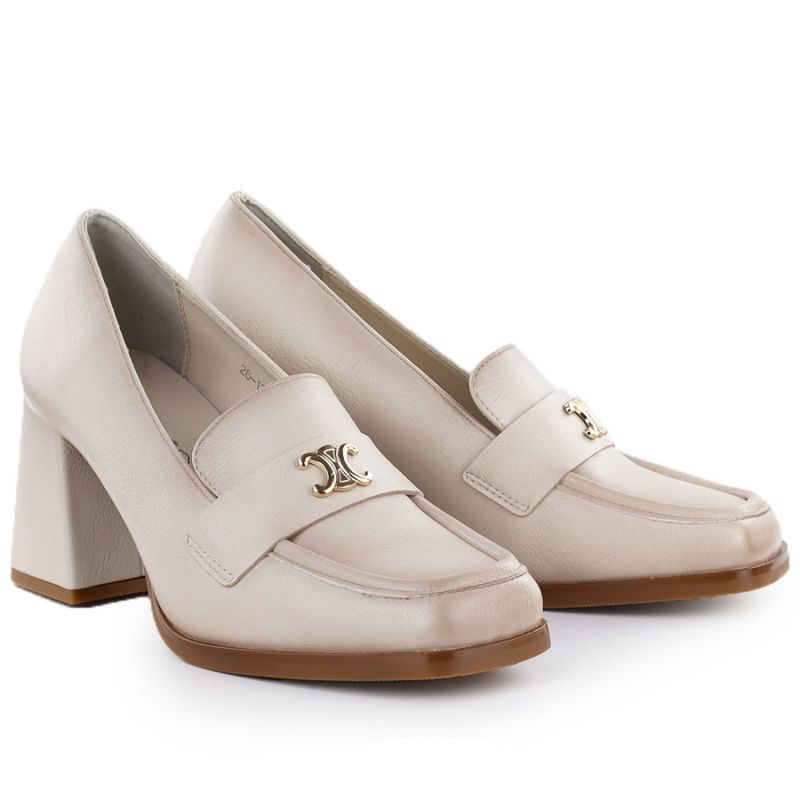 Women's beige heeled moccasins Potocki SZ12783 To be categorized Your Sports Performance