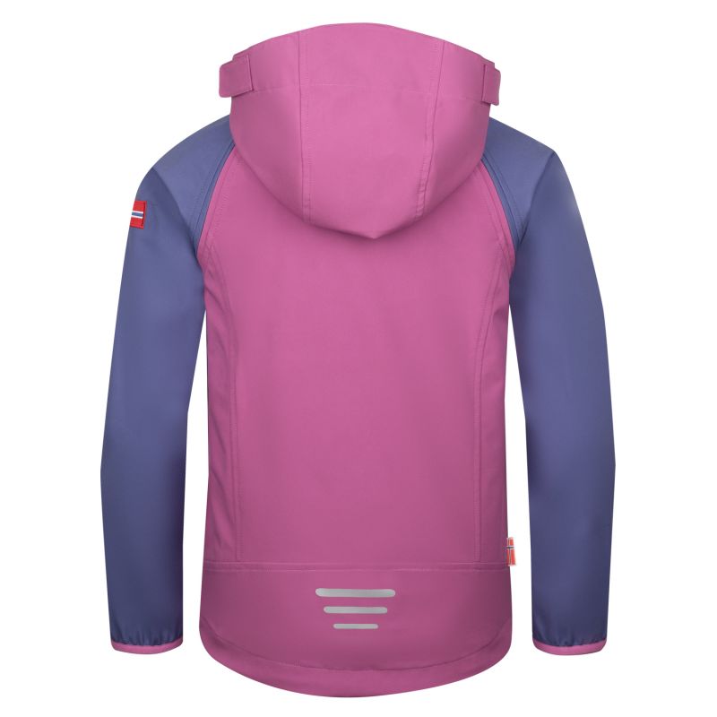 Children’s softshell jacket for boys/girls Trollkids Kids Rondane Zip Off Jacket XT mallow pink/violet blue (819-242)