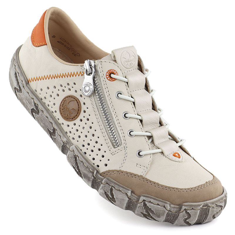 Women's leather openwork shoes, beige, Rieker L0355-61 To be categorized Your Sports Performance