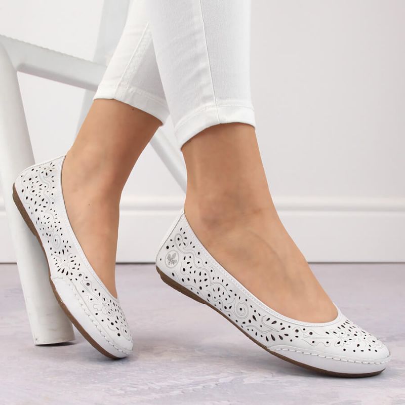 Rieker W RKR649 comfortable leather openwork shoes, white Footwear/Lifestyle/Rieker Your Sports Performance