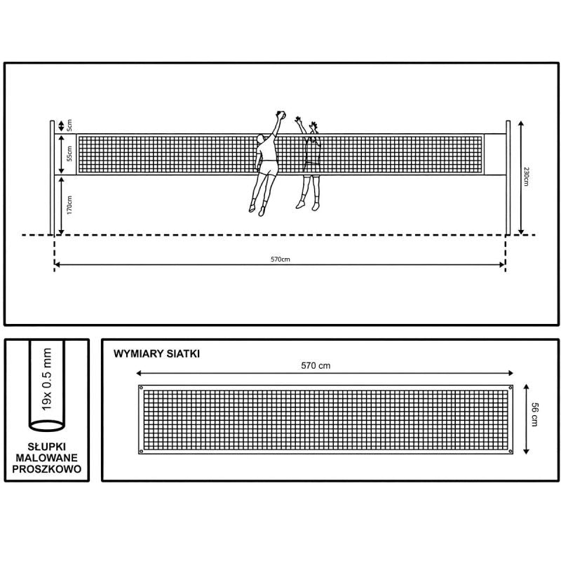 VOLLEYBALL SET DELUXE 570x55x230CM 5IN1 ENERO Sport/Siatkówka/Siatki I Słupki Your Sports Performance