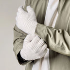 Braided telephone gloves with cutouts for fingers - beige Hurtel