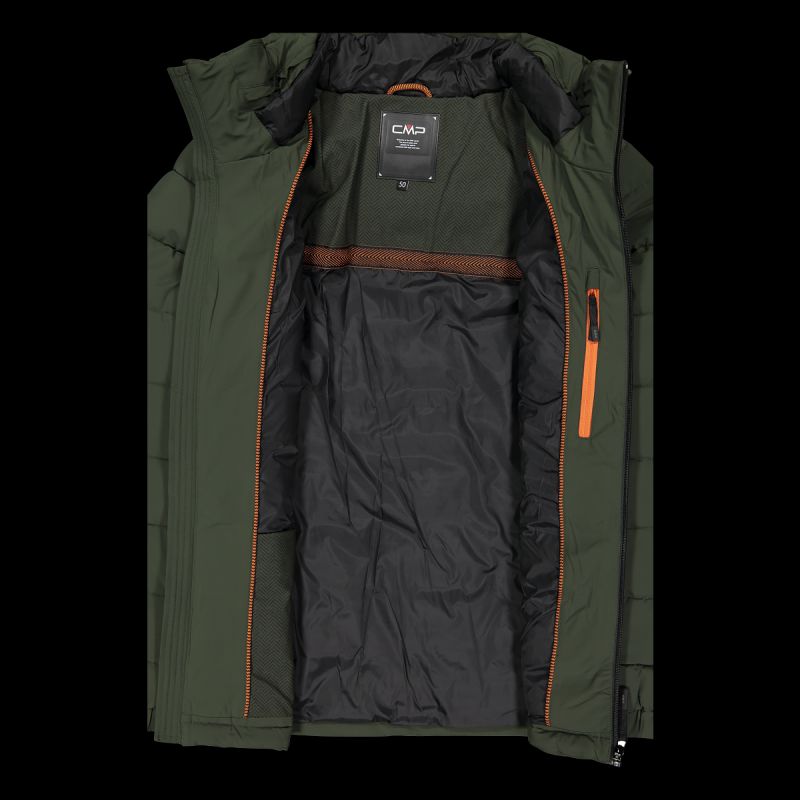 CMP men's winter sports jacket with hood, insulated, green (34K0167/F905) CMP