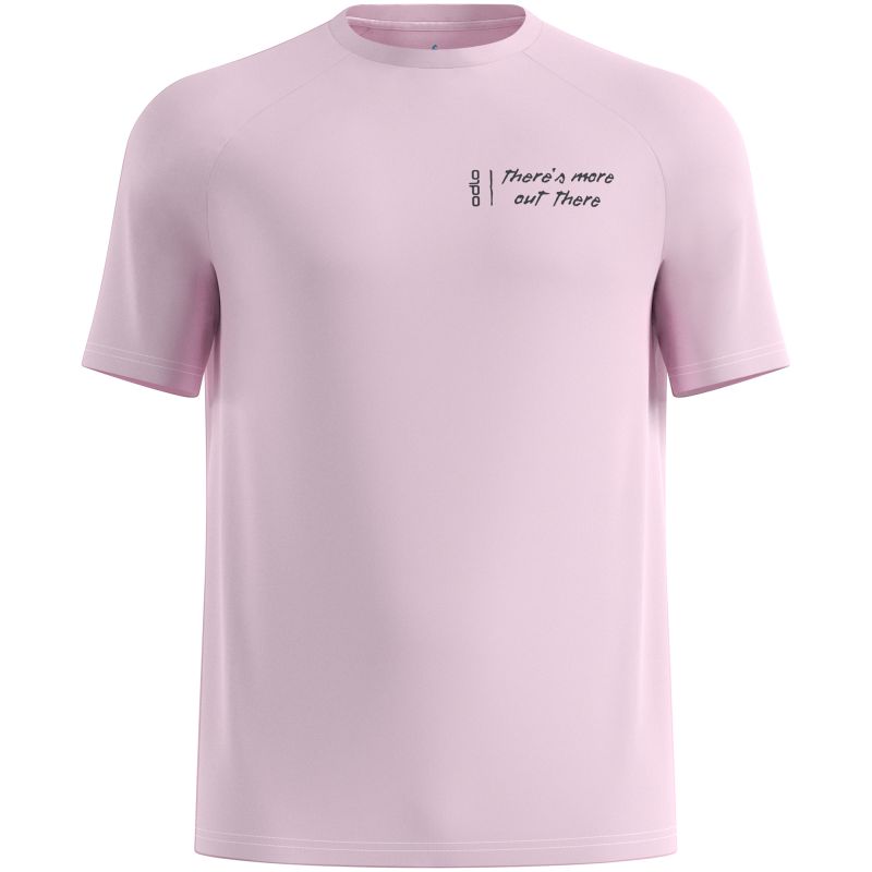 ODLO Men's Short-Sleeve Crew-Neck T-Shirt ESSENTIAL PRINT, Pink