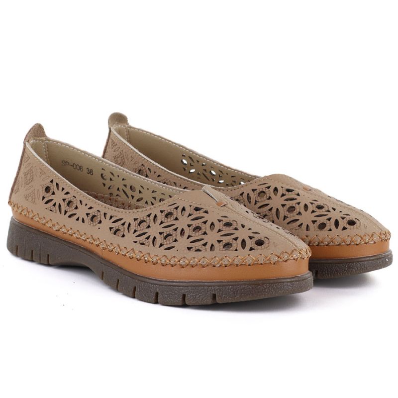 Women's leather openwork brown shoes Sergio Leone SP006 LEONE