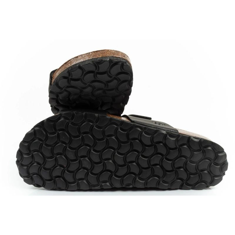 Bio Bio men's slippers, profiled flip-flops, natural leather, black Your Sports Performance