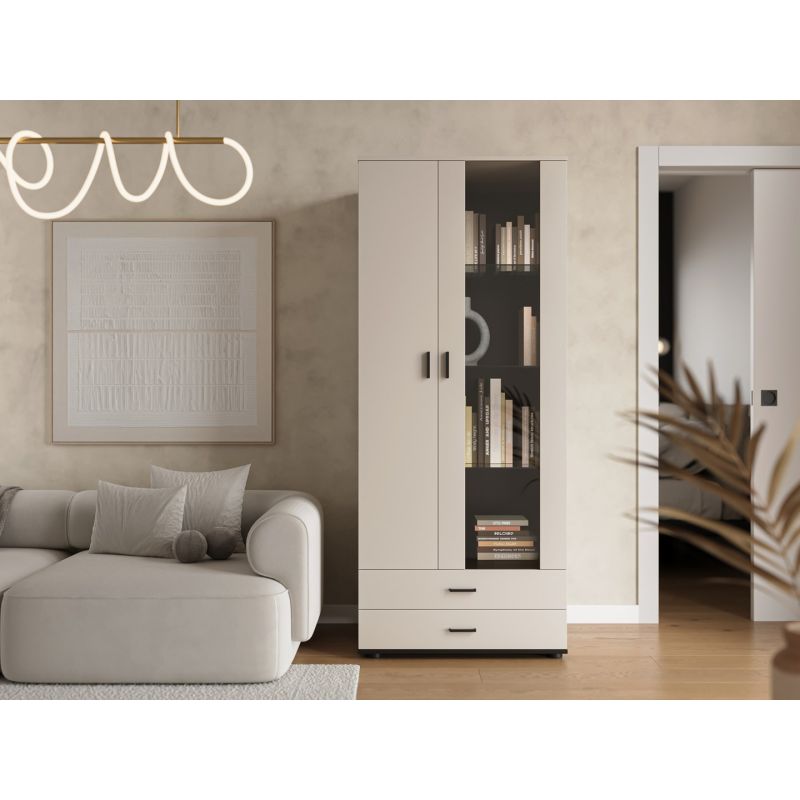 Display cabinet S6 SOHO 80x41x192 cashmere+black Bufety i witryny/Bufety i witryny na drewnianej podstawie Your Sports Performance