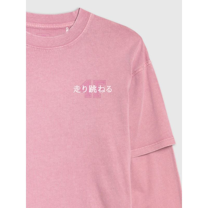 Oversized longsleeve with print for girls 4F 4FJRAW25TLONF543-54S 4f
