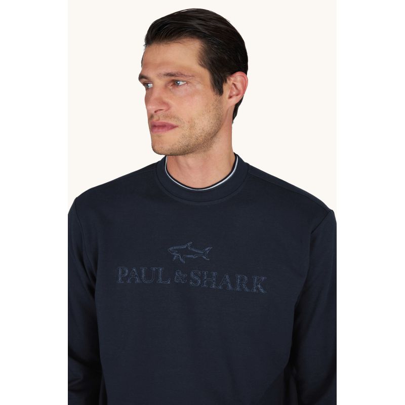 Paul&Shark men's cotton and lyocell sweatshirt, navy blue 26411803-50