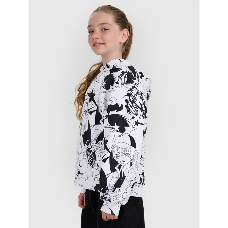 Girls' sweatshirt with hood, open, 4F 4FJRAW25TSWSF2348-90A *Kategoria tymczasowa Your Sports Performance