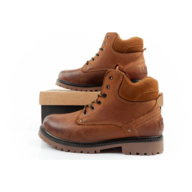 Wrangler Yuma men's boots, Chelsea boots, elegant leather, brown, white Wrangler