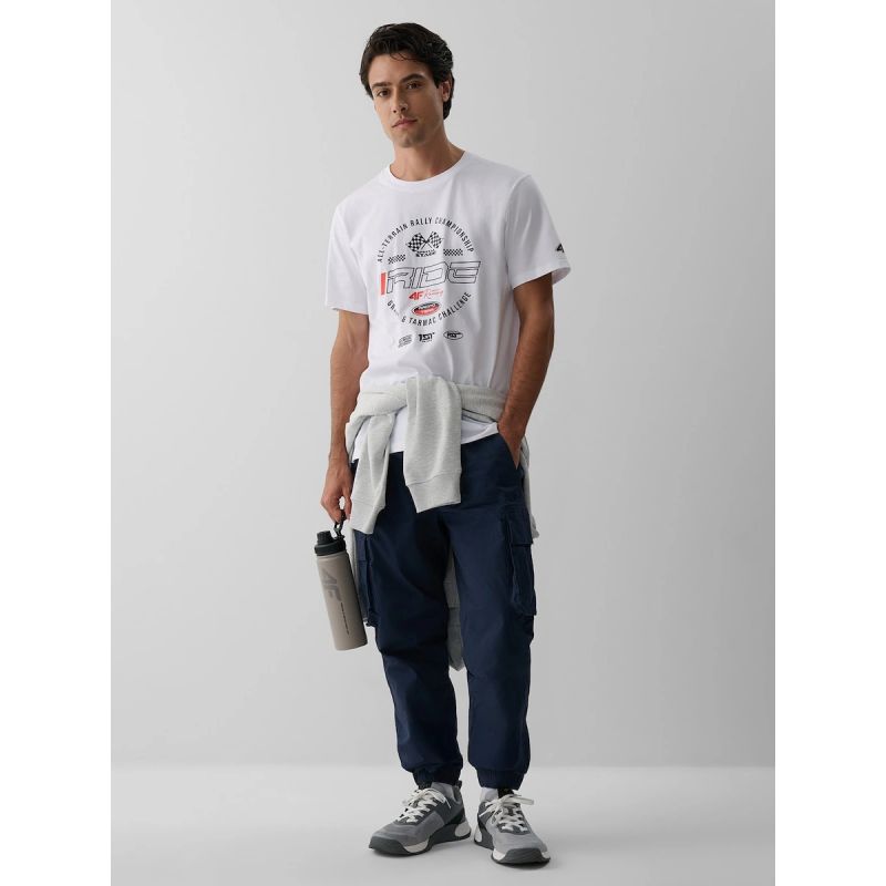 Men's regular printed T-shirt 4F 4FRAW26TTSHM4470-10S