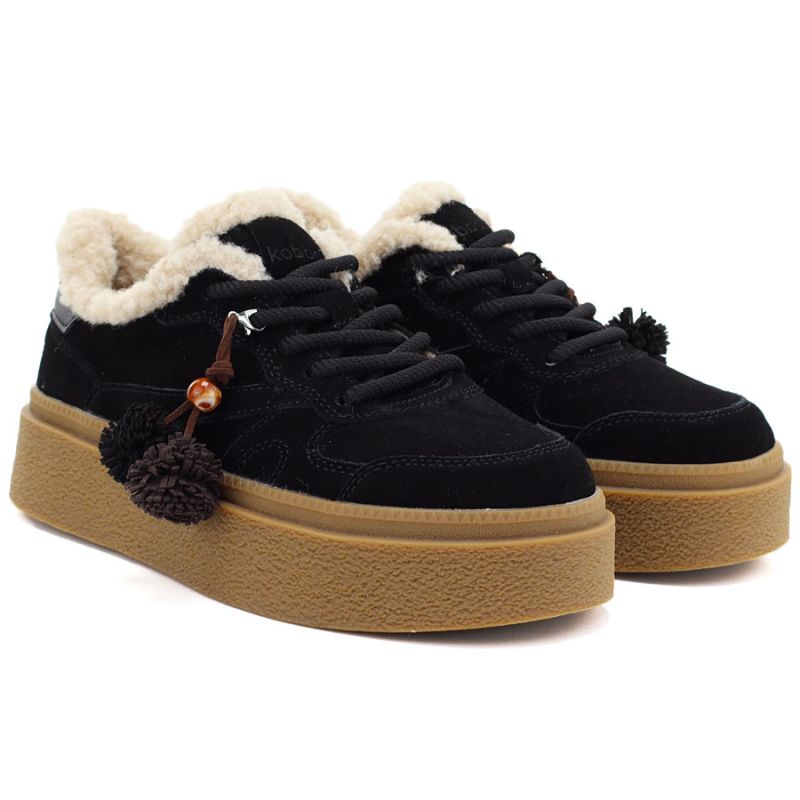Black Kobbo 79665 leather insulated platform shoes