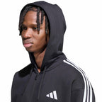 Men's adidas Essentials 3-Stripes Fleece Full-Zip Hoodie Black KY6559