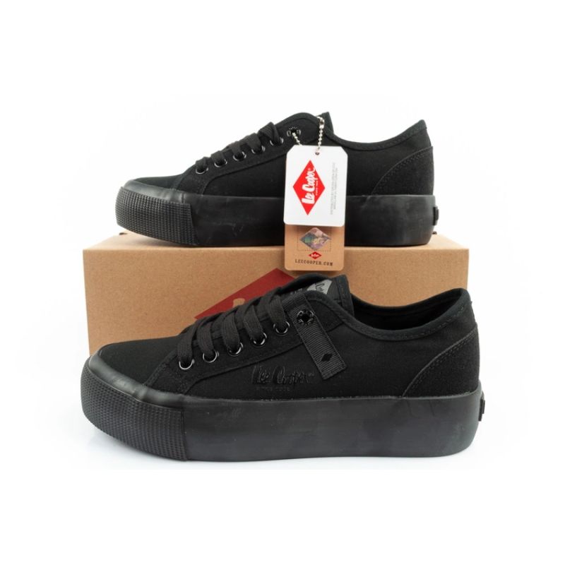 Lee Cooper women's sports shoes fabric platform sneakers black In preparation Your Sports Performance