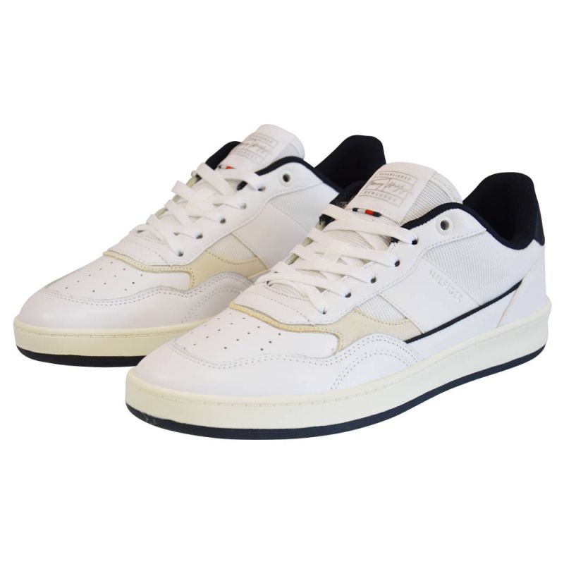 Tommy Hilfiger Retro Court Mix Cupsole Men's Shoes White - FM0FM04006 YBR Obuwie/Buty na co dzień Your Sports Performance