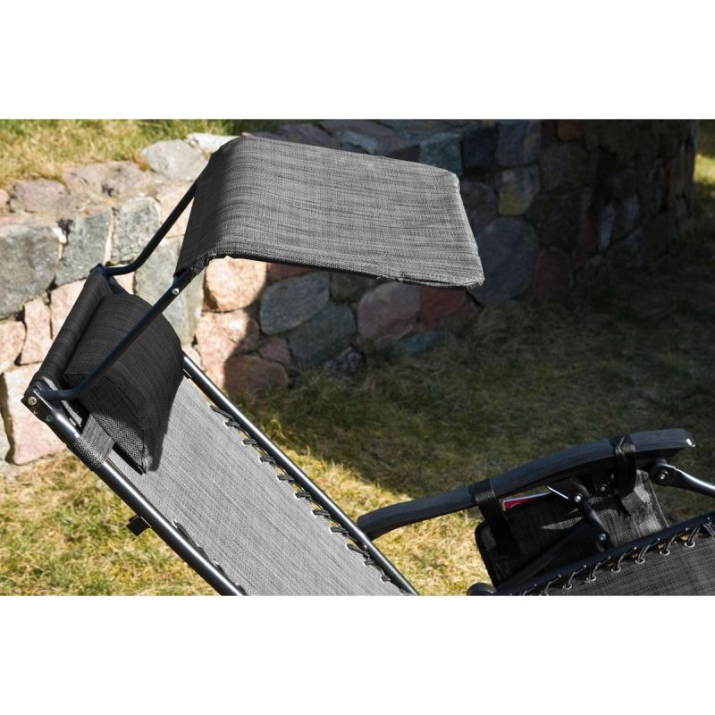 FOLDABLE GARDEN DECK CHAIR WITH CANOPY 173X52/65X110CM GRAY Home and Garden/Garden Your Sports Performance