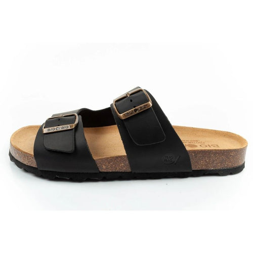 Bio Bio men's slippers, profiled flip-flops, natural leather, black Your Sports Performance