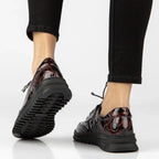 Women's leather half-notes on a wedge, lacquered crocodile burgundy Filippo DP8102