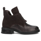 Women’s Leather Ankle Boots, Crocodile Effect, Chocolate Brown Filippo DBT820