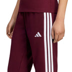 Women's adidas Essentials 3-Stripes Fleece Slim Burgundy Pants KF8321