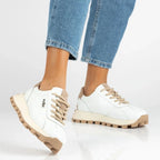 Leather platform sneakers, white, Filippo DP7498