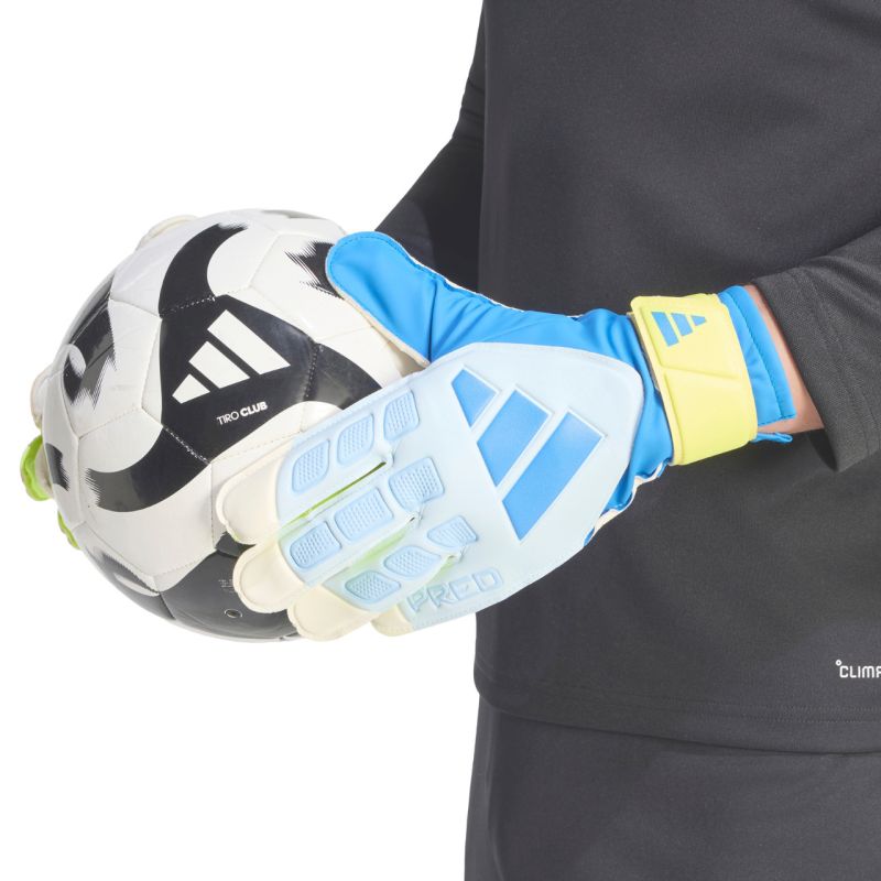 adidas Predator Training Goalkeeper Gloves White, Yellow, and Blue KA7786