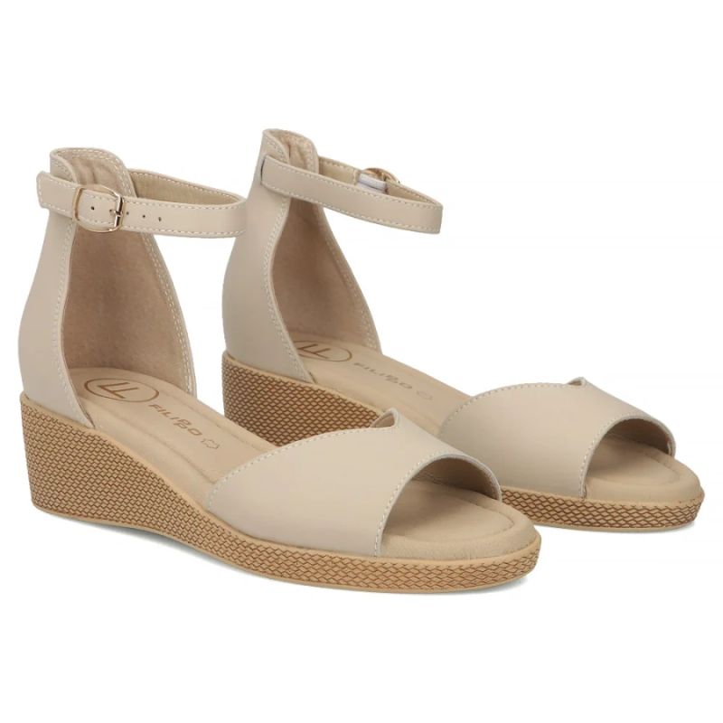 Women's leather wedge sandals beige Filippo DS7635 Filippo