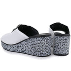 Women's leather wedge sandals, white, S.Barski 7012 S.Barski