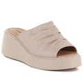 Women's beige leather wedge sandals Vinceza 66949 Vinceza