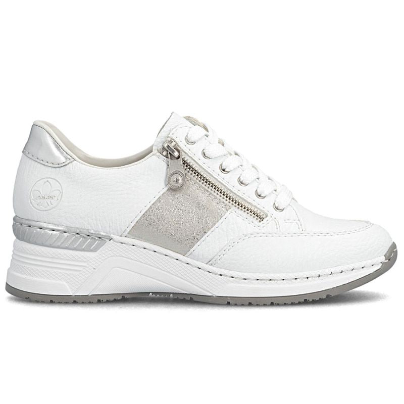 Women's sneakers with zipper, white, Rieker N4322-80 To be categorized Your Sports Performance