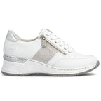 Women's sneakers with zipper, white, Rieker N4322-80 To be categorized Your Sports Performance