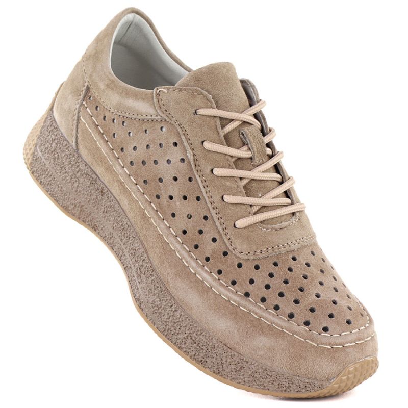 Women's leather openwork shoes, light brown, Sergio Leone SP013 To be categorized Your Sports Performance