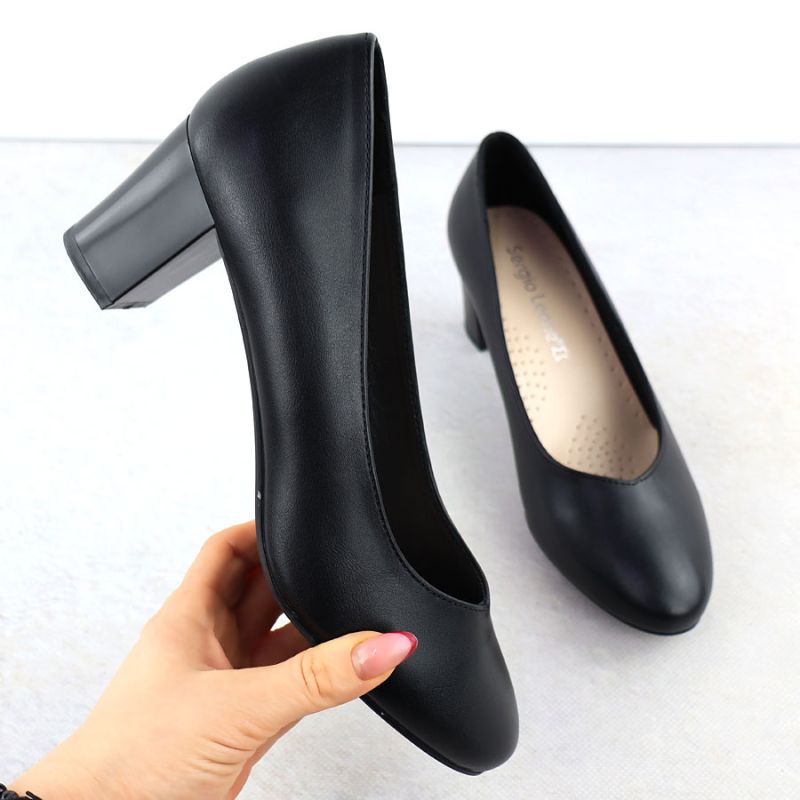 Women's black low-heel pumps Sergio Leone PB177 Footwear Your Sports Performance