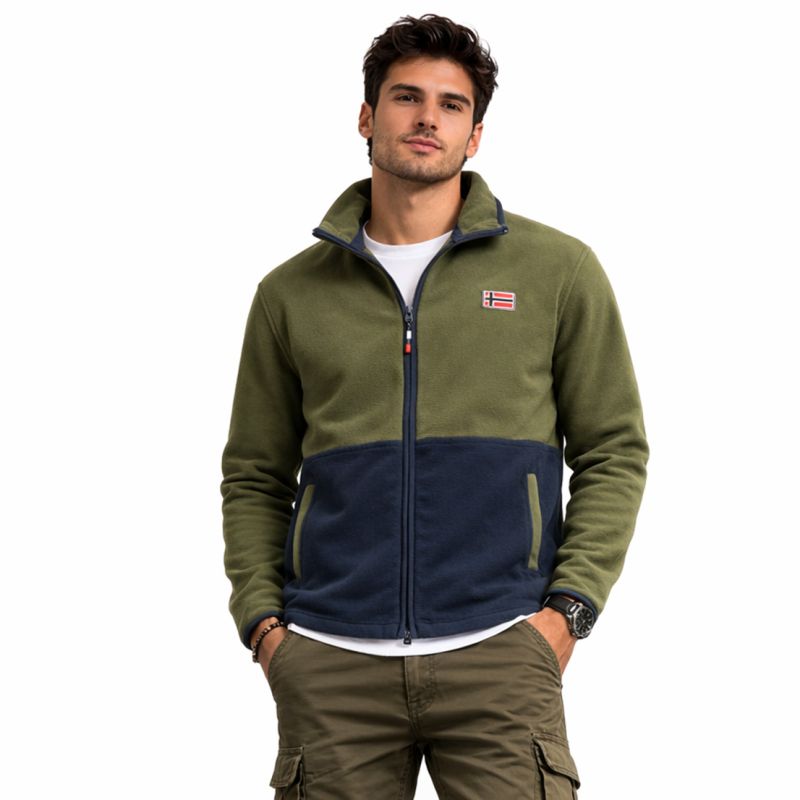 Geographical Norway Men's Fleece Touki Fz Kaki Db Men 233 kaki (WZ6702H/GN-Kaki) Geographical Norway