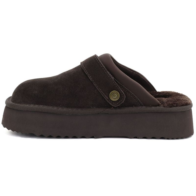 Women's leather insulated flip-flops on a chocolate platform Big Star UU274697