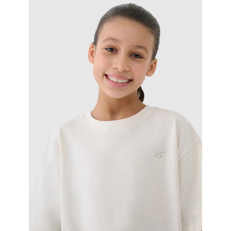 Girls' oversize plain T-shirt 4F 4FJWSS25TTSHF1851-12S