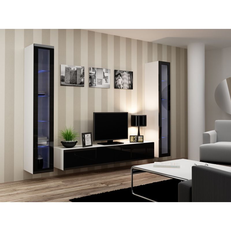 VIGO glass display cabinet '180' 180/40/30 white/black Bufety i witryny/Bufety i witryny na drewnianej podstawie Your Sports Performance