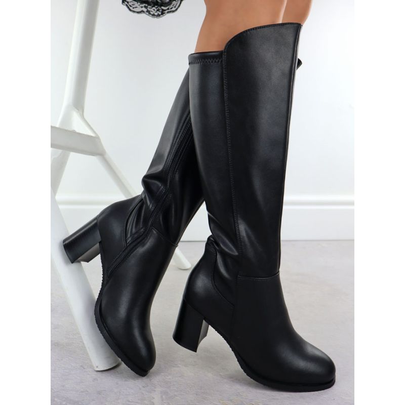 Black Sergio Leone KZ25224-S women's leather high-heeled boots Footwear Your Sports Performance
