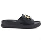Women's leather wedge sandals, black, S.Barski KV61-6046 S.Barski