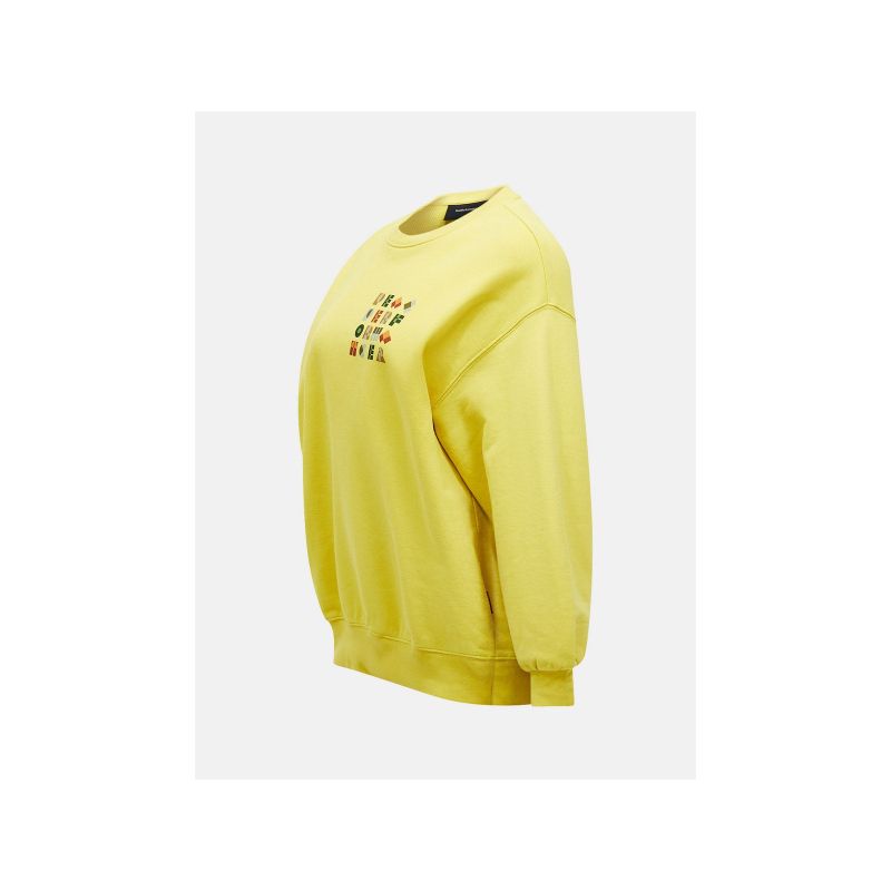 Women's PEAK PERFORMANCE W Terry Graphic Crew Sweatshirt Yellow