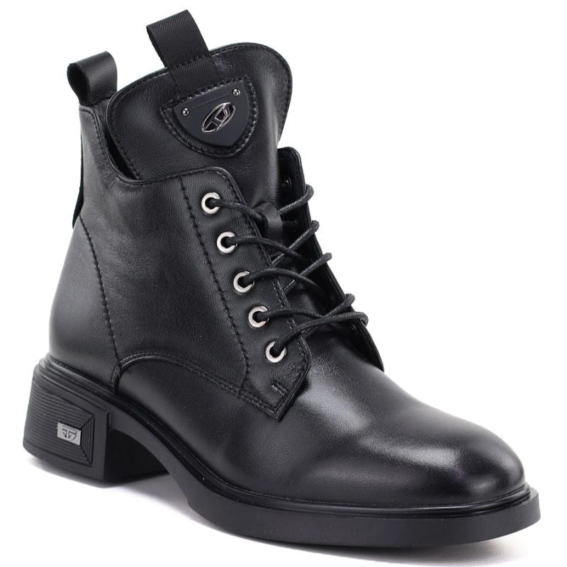 Black women’s leather heeled ankle boots Vinceza 133145