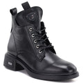 Black women’s leather heeled ankle boots Vinceza 133145