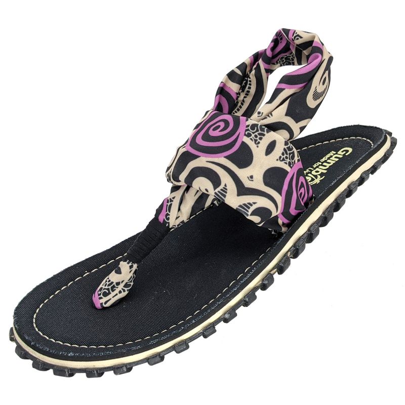 Gumbies - women's Slingback flip-flops - BLACK SWIRLS
