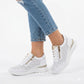White openwork leather wedge sneakers Vinceza 95402 Vinceza